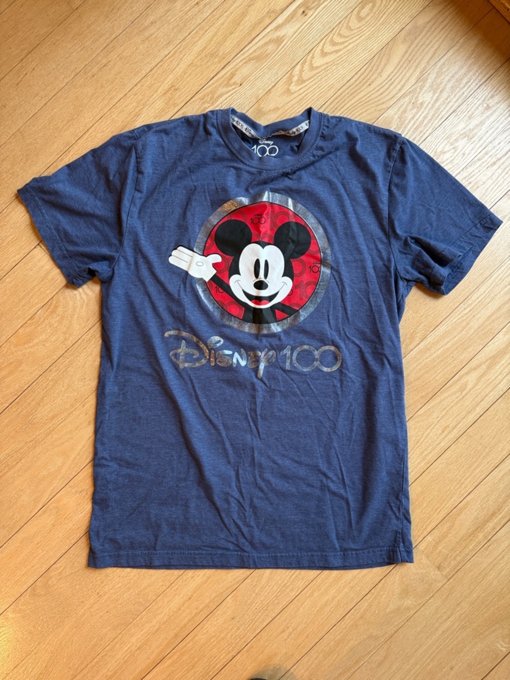 Disney 100th Anniversary Mickey Mouse Blue Holographic T-Shirt Men’s Medium